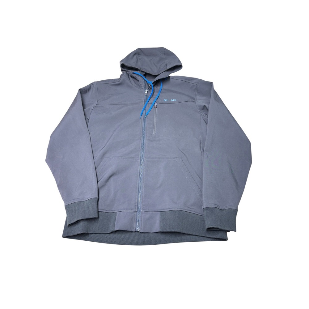 Simms Fishing Products Guide Gray Softshell Fleece Lined Full Zip Hoodie Mens L